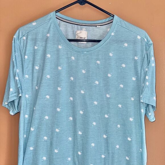 Isle of Tees Men's Blue White Palm Tree Graphic Tee T-Shirt - Size Large - Picture 6 of 7